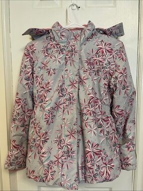OshKosh B’gosh Girls Size 12 Floral Winter Jacket Faux Fur Hood